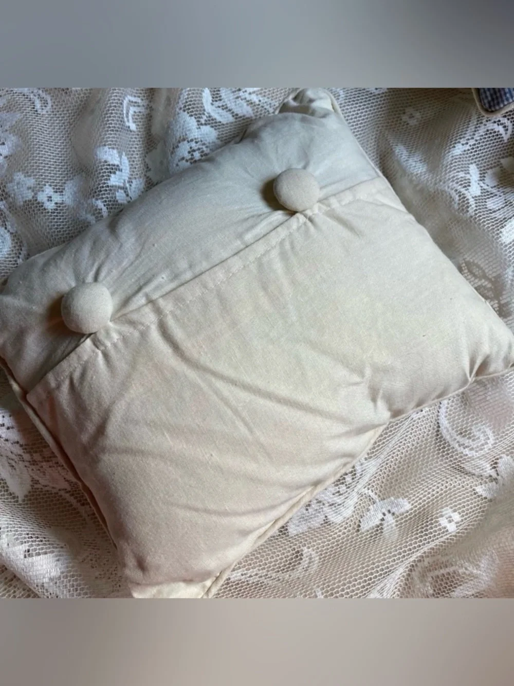 Set of 3 Primitive Quilted Embroidered Pastel Patchwork Decorative Pillows 9”x8”